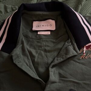 Inimigo Green Polo with Embroidered Details